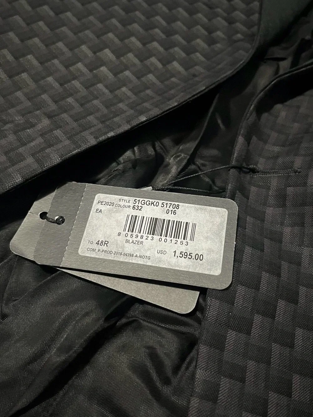 Emporio Armani Black Textured Peak Lapel Tuxedo Jacket